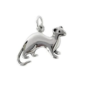 Sterling Silver Ferret Charm – 19x14mm Sleek Animal Lover Pendant